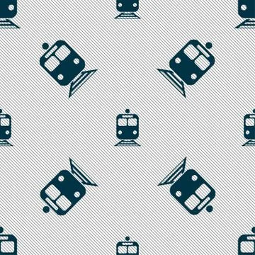 Train icon sign. Seamless pattern with geometric texture. Vector Illustrazione stock