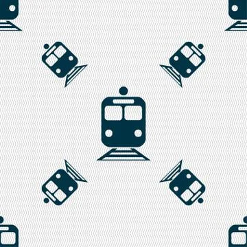 Train icon sign. Seamless pattern with geometric texture. Vector Stock Illustration