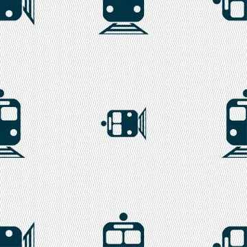Train icon sign. Seamless pattern with geometric texture. Vector Illustrazione stock