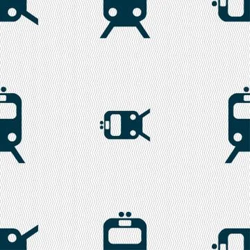 Train icon sign. Seamless pattern with geometric texture. Vector Stock Illustration