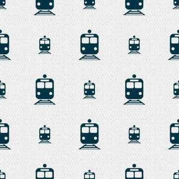 Train icon sign. Seamless pattern with geometric texture. Vector Stock Illustration