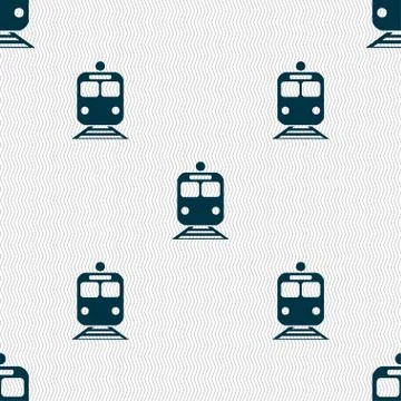 Train icon sign. Seamless pattern with geometric texture. Vector Illustrazione stock
