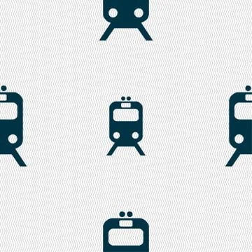 Train icon sign. Seamless pattern with geometric texture. Vector Illustrazione stock