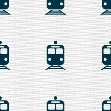 Train icon sign. Seamless pattern with geometric texture. Vector Stock Illustration