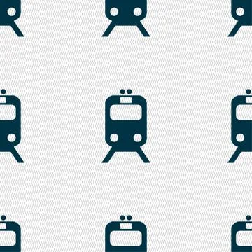 Train icon sign. Seamless pattern with geometric texture. Vector Illustrazione stock