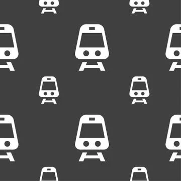 Train icon sign. Seamless pattern on a gray background. Vector Stockillustratie