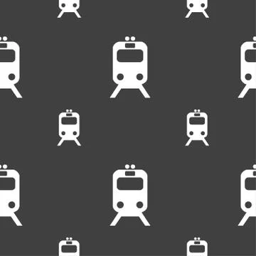 Train icon sign. Seamless pattern on a gray background. Vector イラスト素材