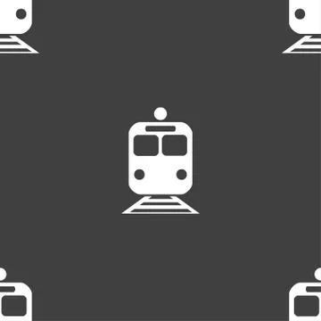 Train icon sign. Seamless pattern on a gray background. Vector イラスト素材