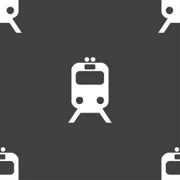 Train icon sign. Seamless pattern on a gray background. Vector イラスト素材