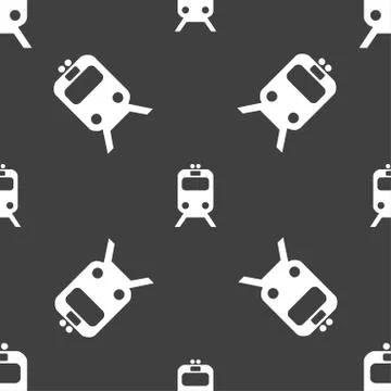 Train icon sign. Seamless pattern on a gray background. Vector Stock Illustration