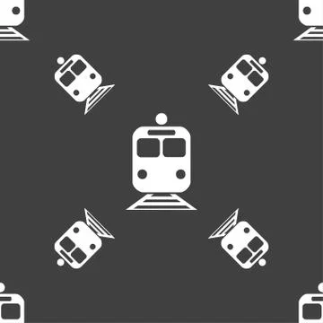 Train icon sign. Seamless pattern on a gray background. Vector Stock Illustration
