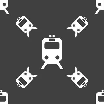 Train icon sign. Seamless pattern on a gray background. Vector Stock Illustration