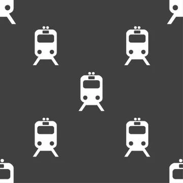 Train icon sign. Seamless pattern on a gray background. Vector Stock Illustration