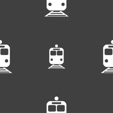 Train icon sign. Seamless pattern on a gray background. Vector Stock Illustration