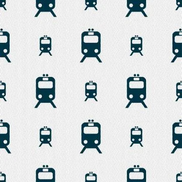 Train icon sign. Seamless pattern with geometric texture. Stock Illustration