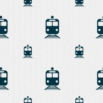 Train icon sign. Seamless pattern with geometric texture. 스톡 일러스트
