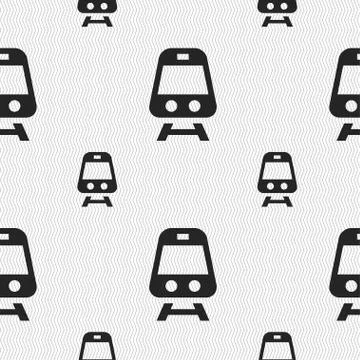 Train icon sign. Seamless pattern with geometric texture. イラスト素材