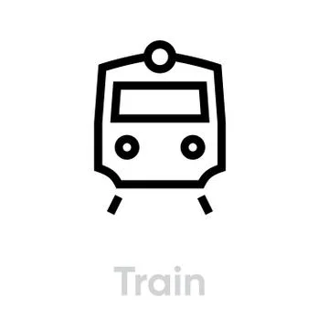 Train icon vector editable transport single line Stock Illustration