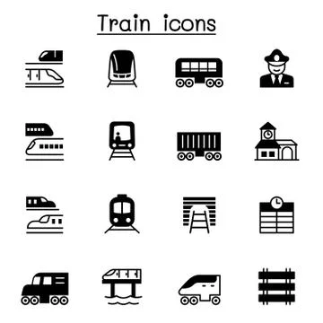 Train icons set vector illustration graphic design 스톡 일러스트
