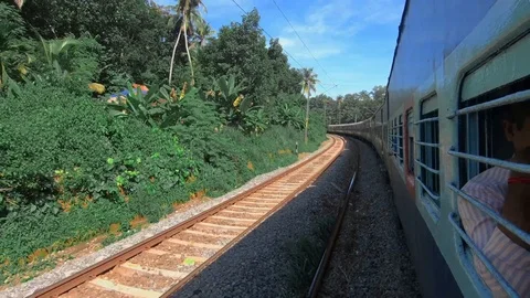 A train in India going through a forest Stock Footage 121146982