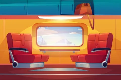Train inside interior, empty railway commuter Stock Illustration