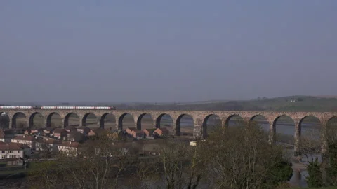 Train intercity Berwick Upon Tweed boarder town of Englnd Scotland UK 4K 스톡 동영상 205817401