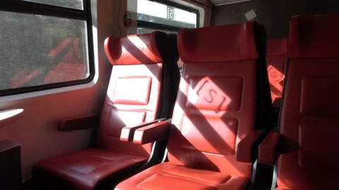 Train Interior, First Class, Reflections Silence Please 01 Stock Footage 95392780
