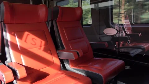 Train Interior, First Class, Reflections Silence Please 02 Stock Footage 95392784