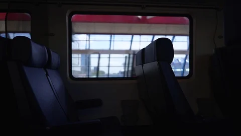 Train Interior with Moving Background Stock Footage 92082907