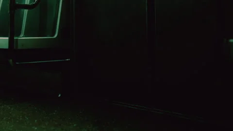 Train interior at night near station with empty seating Vídeos de archivo 344966949