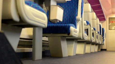 Train - interior - seats - first class - door in the background Stock Footage 41418319