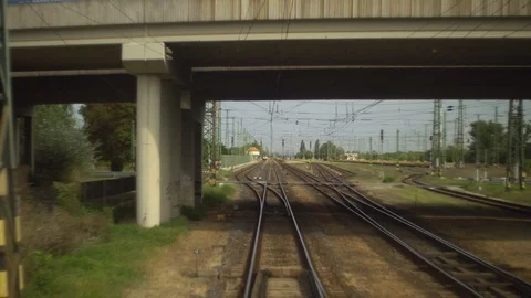 Train Interior View of Rail Road Tracks Through Back Window Stock Footage 101642643