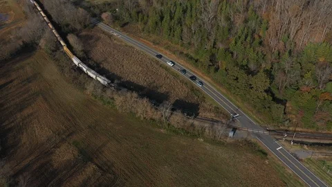 Train at intersection Stock Footage 99809664