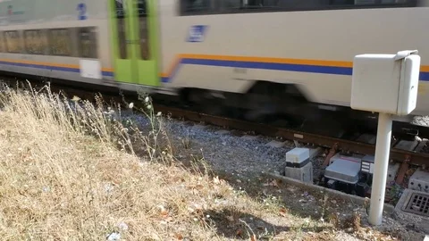 The train Italy on railroad Stock Footage 78767271