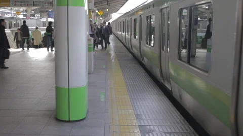 Train in Japanese Train Station Stock Footage 52627281