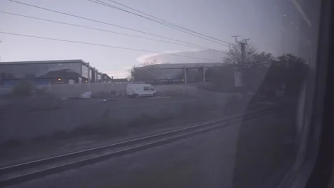 Train Journey Passing Through Station HD Stock Footage 128043210