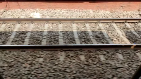 Train journey point of view from side view Stock Footage 154355700