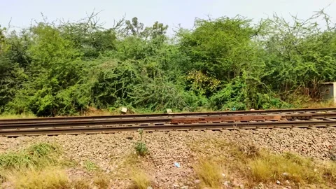 Train journey point of view from side view Stock Footage 154362573