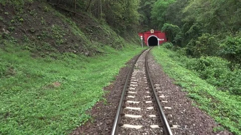 Train in to Khun tan tunnel. Stock Footage
