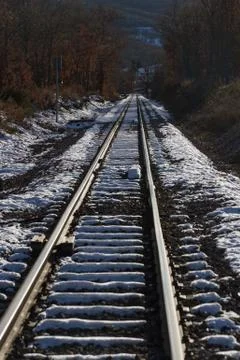 Via train in landscape with snow Stock Photos