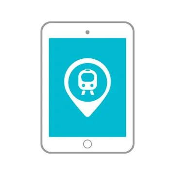 Train laptop gps vector location illustration Stock Illustration