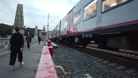 Train "Lastochka" at the Moscow Central Ring. Stock Footage 138723816