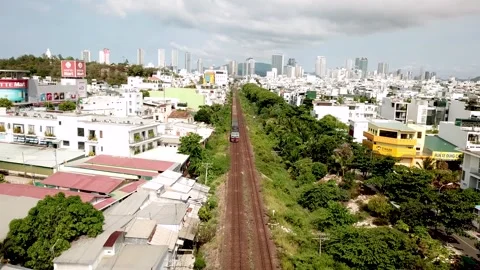 The train leaves the city Video stock 240976360