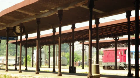 Train Leaves the Station Stock Footage 37328707