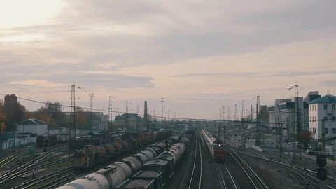 The train leaves the station Stock Footage 128323269
