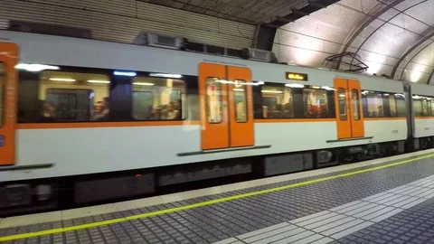 Train Leaves Underground Station Stock-Footage 89960523