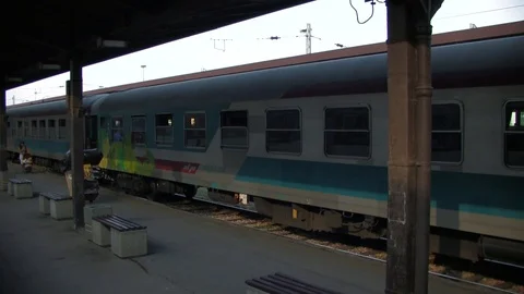 Train leaving Belgrade Central Station Stock Footage 93960003