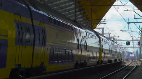 Train leaving Bijlmer station, 14 July 2016 Stock Footage 65087853