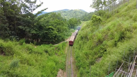 A train is leaving the Demodara loop tunnel, Sri Lanka Stock Footage 315337005