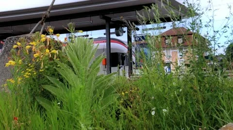 Train leaving station Stock Footage 11210168